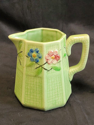 Vintage Green Pitcher with Flowers Made in Japan