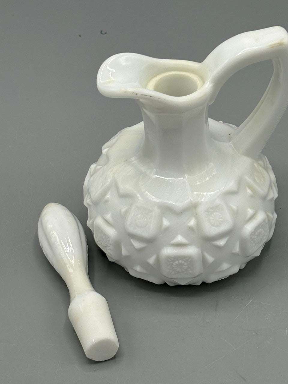 Westmoreland Milk Glass Oil/Vinegar Cruet w/ Stopper