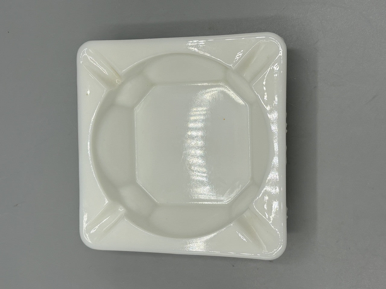 Westmoreland square milk glass ashtray 4"