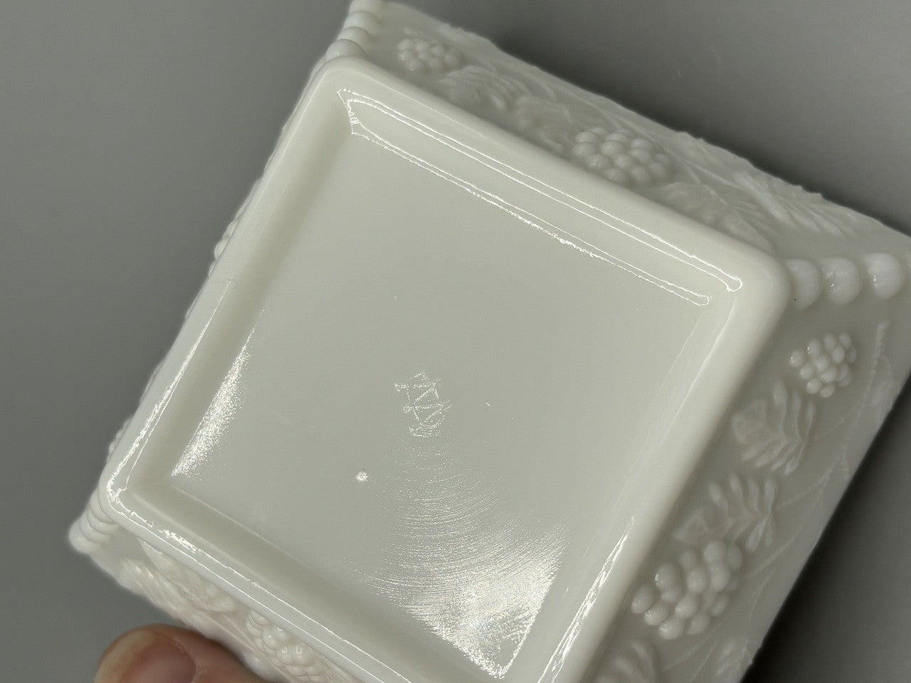 Westmoreland square milk glass ashtray 4"