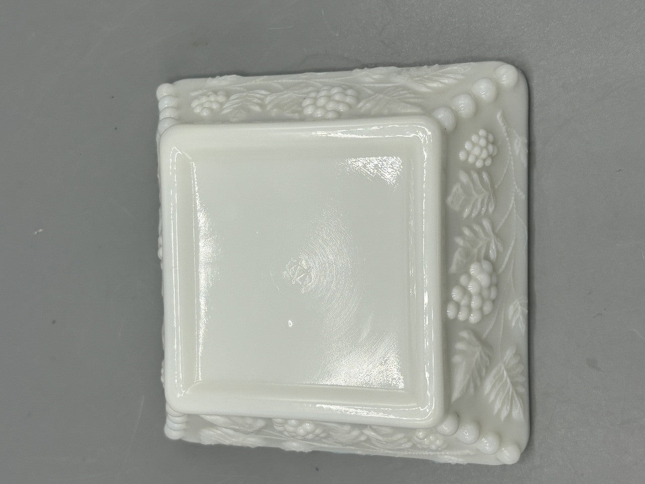 Westmoreland square milk glass ashtray 4"