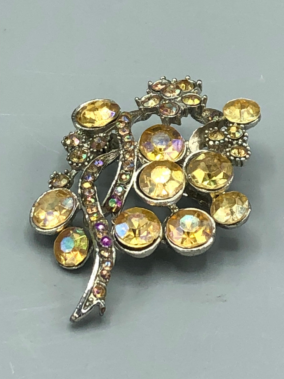 Vintage gold crystal brooch