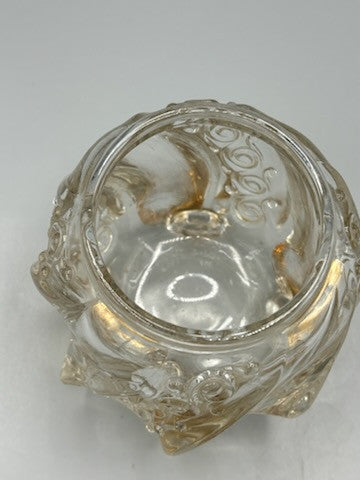 Fostoria glass jar with lid in wedding bells pattern