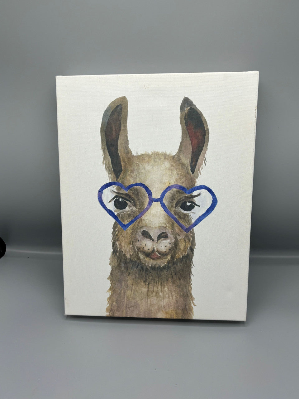 Llama blue heart canvas print