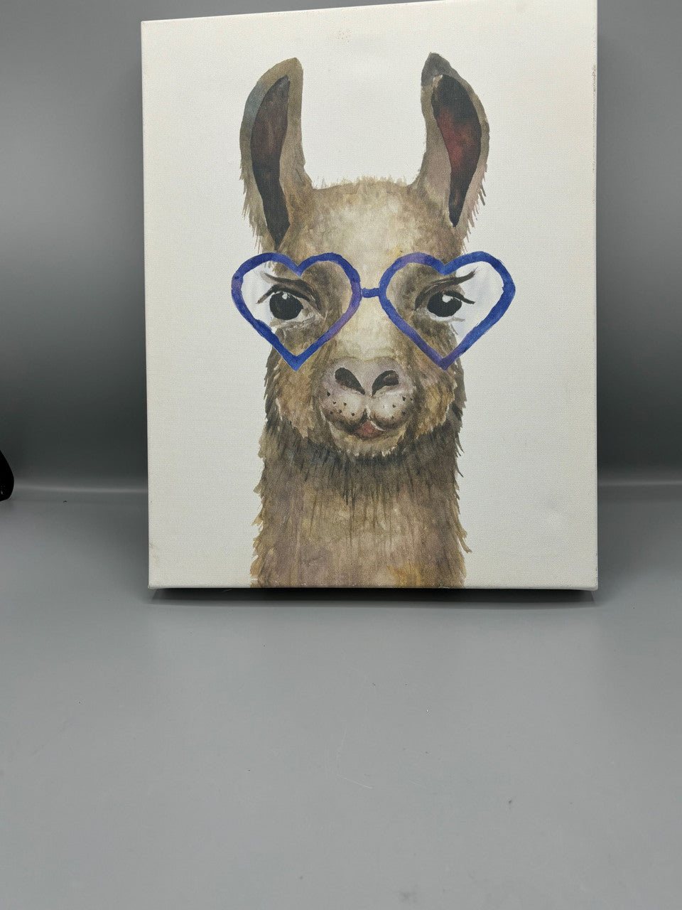 Llama blue heart canvas print