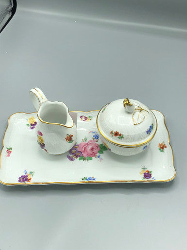 Dresden Creamer & Sugar with tray