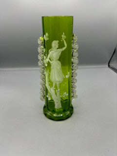 Mary Gregory green lady vase