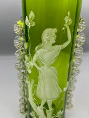 Mary Gregory green lady vase