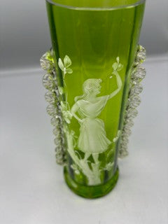 Mary Gregory green lady vase