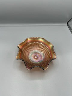 Vintage Northwood Amethyst carnival glass ruffled bowl