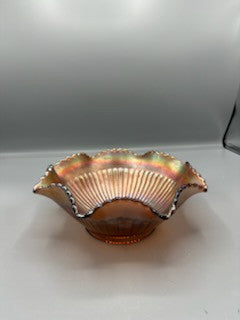 Vintage Northwood Amethyst carnival glass ruffled bowl