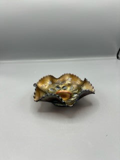 Vintage amber carnival glass saw tooth bowl