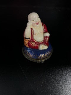 Vintage Porcelain Hinged Buddha Trinket Box