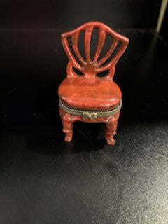 Vintage Porcelain Hinged Chair Trinket Box