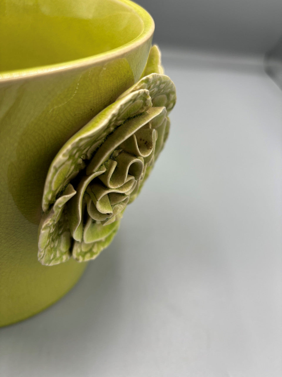 Vintage green ceramic flower planter