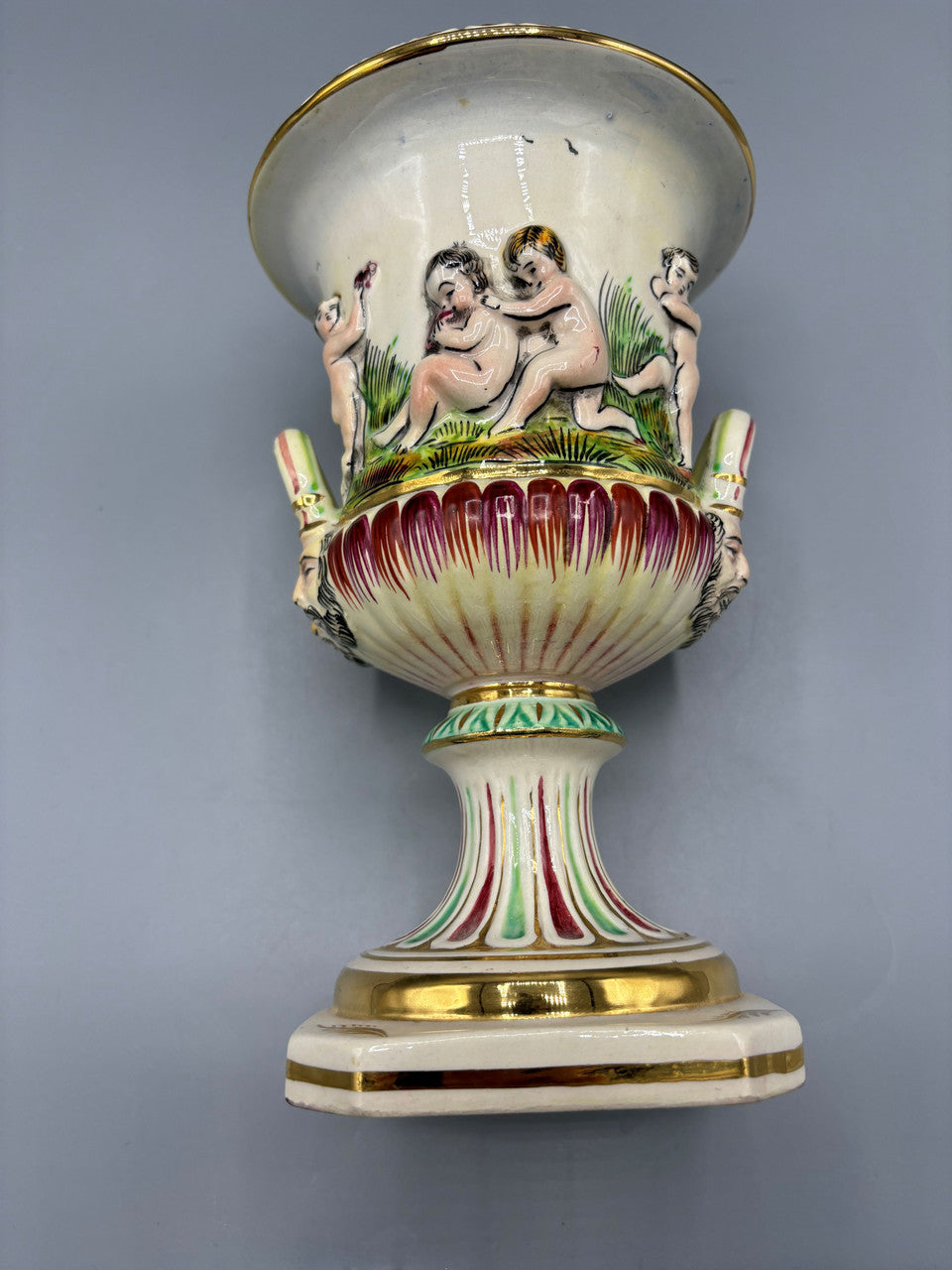 Capodimonte double handled Urn with cherubs