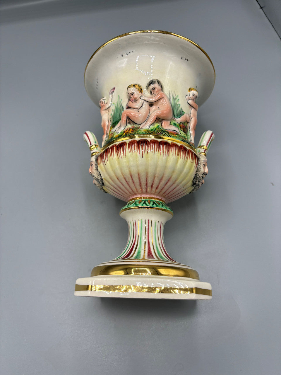 Capodimonte double handled Urn with cherub s