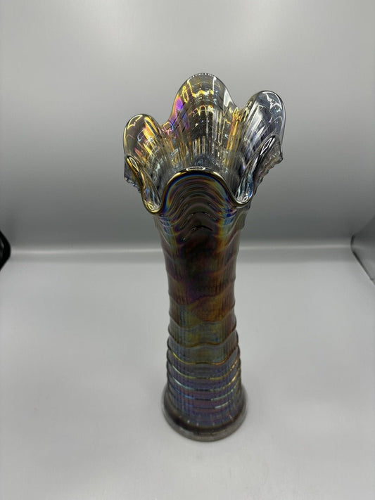 Imperial Glass Amethyst Smoke Rippled Vase