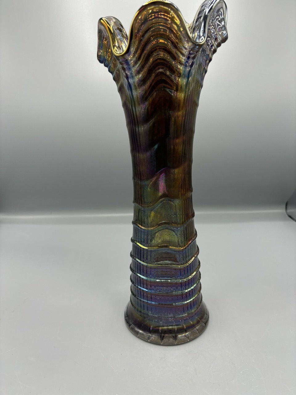 Imperial Glass Amethyst Smoke Rippled Vase