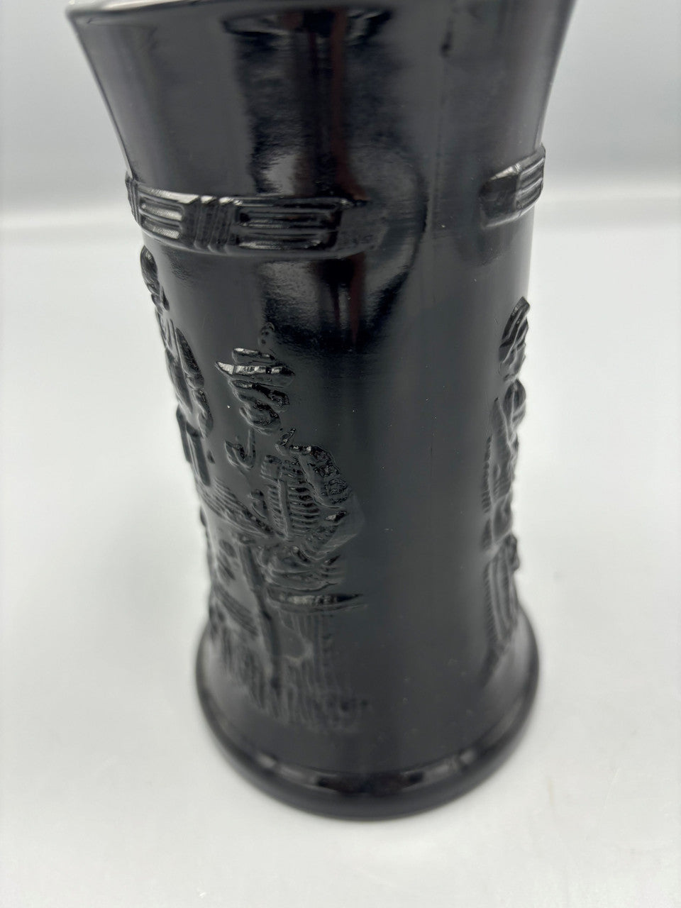 Black milk glass with tavern scene cup