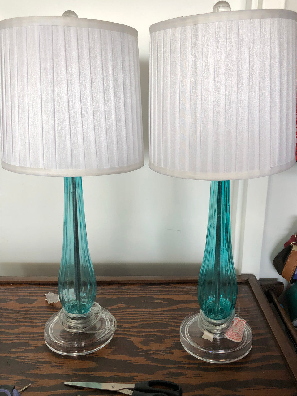 MCM Teal Blue Acrylic base & glass lamp