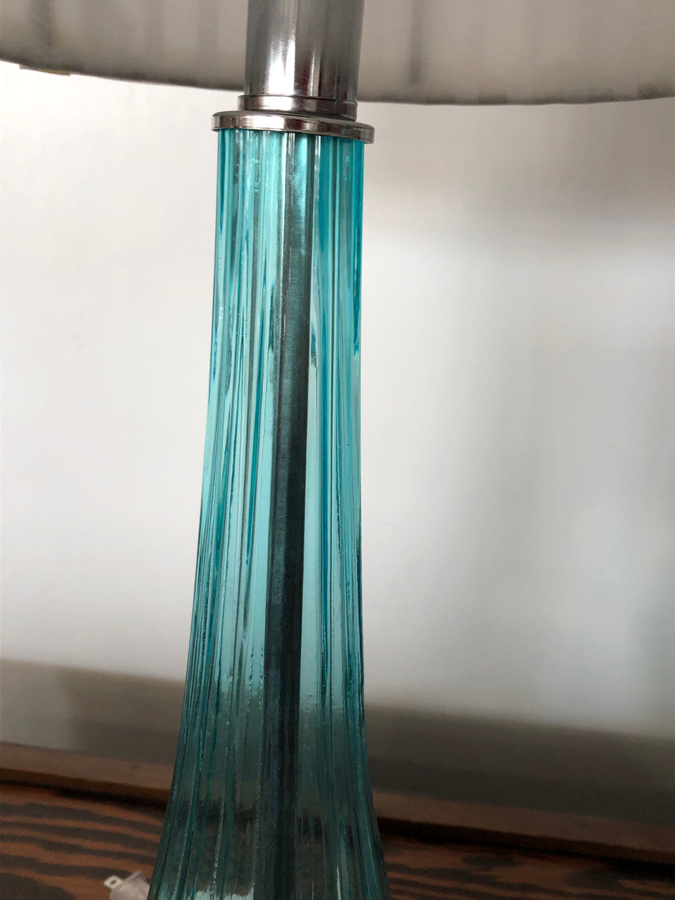 MCM Teal Blue Acrylic base & glass lamp