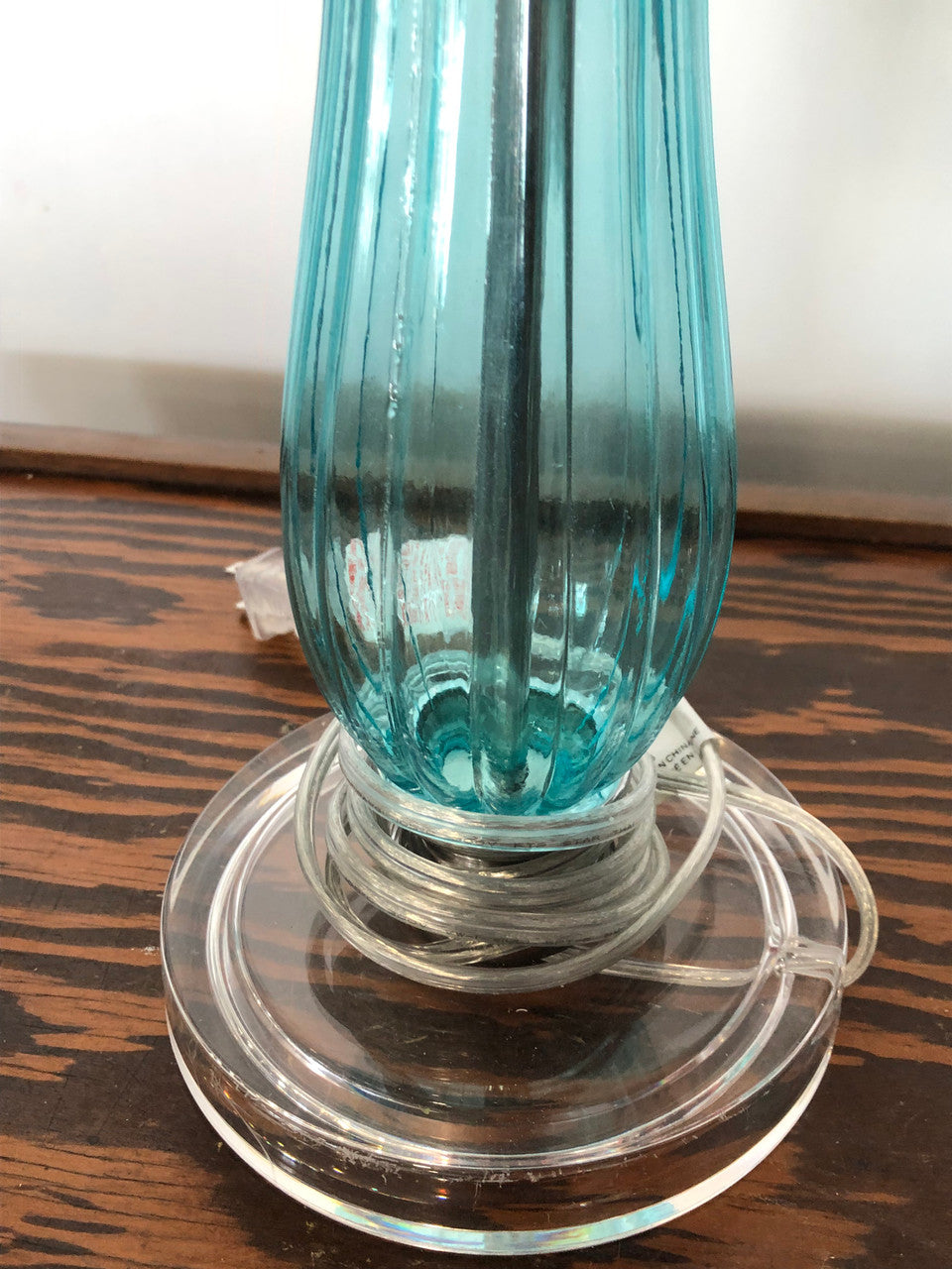 MCM Teal Blue Acrylic base & glass lamp