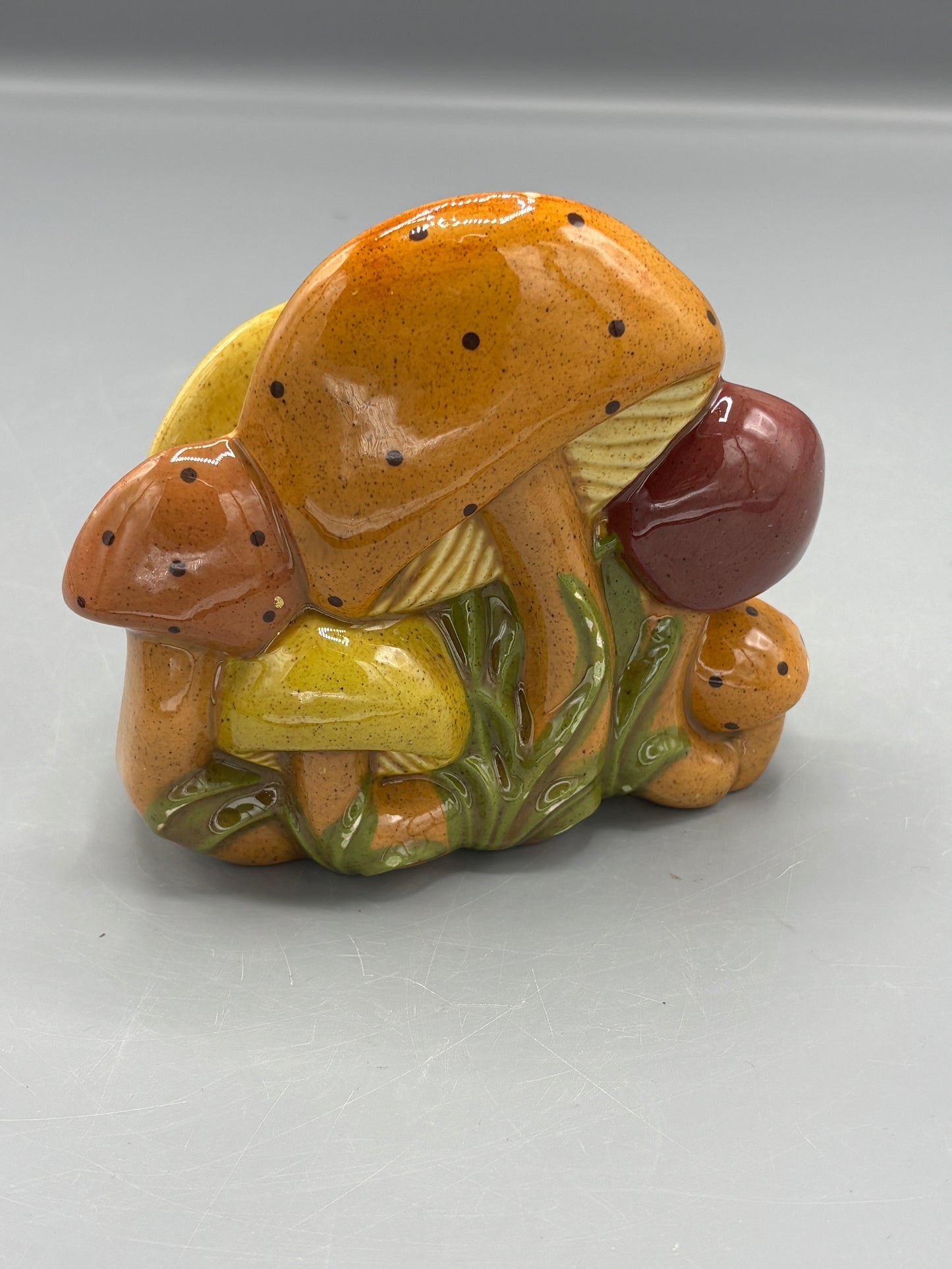 Vintage hand painted ceramic mushroom napkin holder