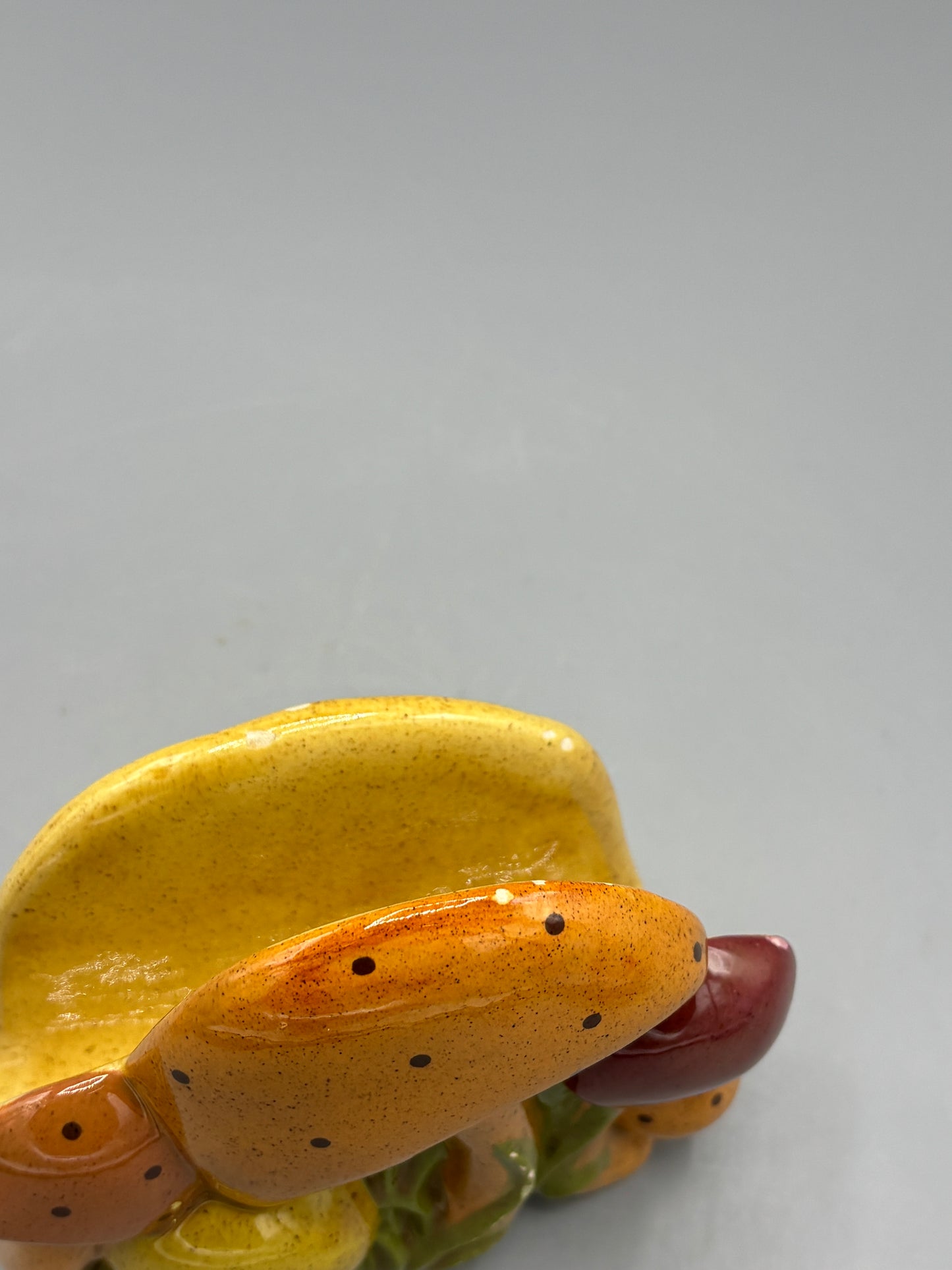 Vintage hand painted ceramic mushroom napkin holder