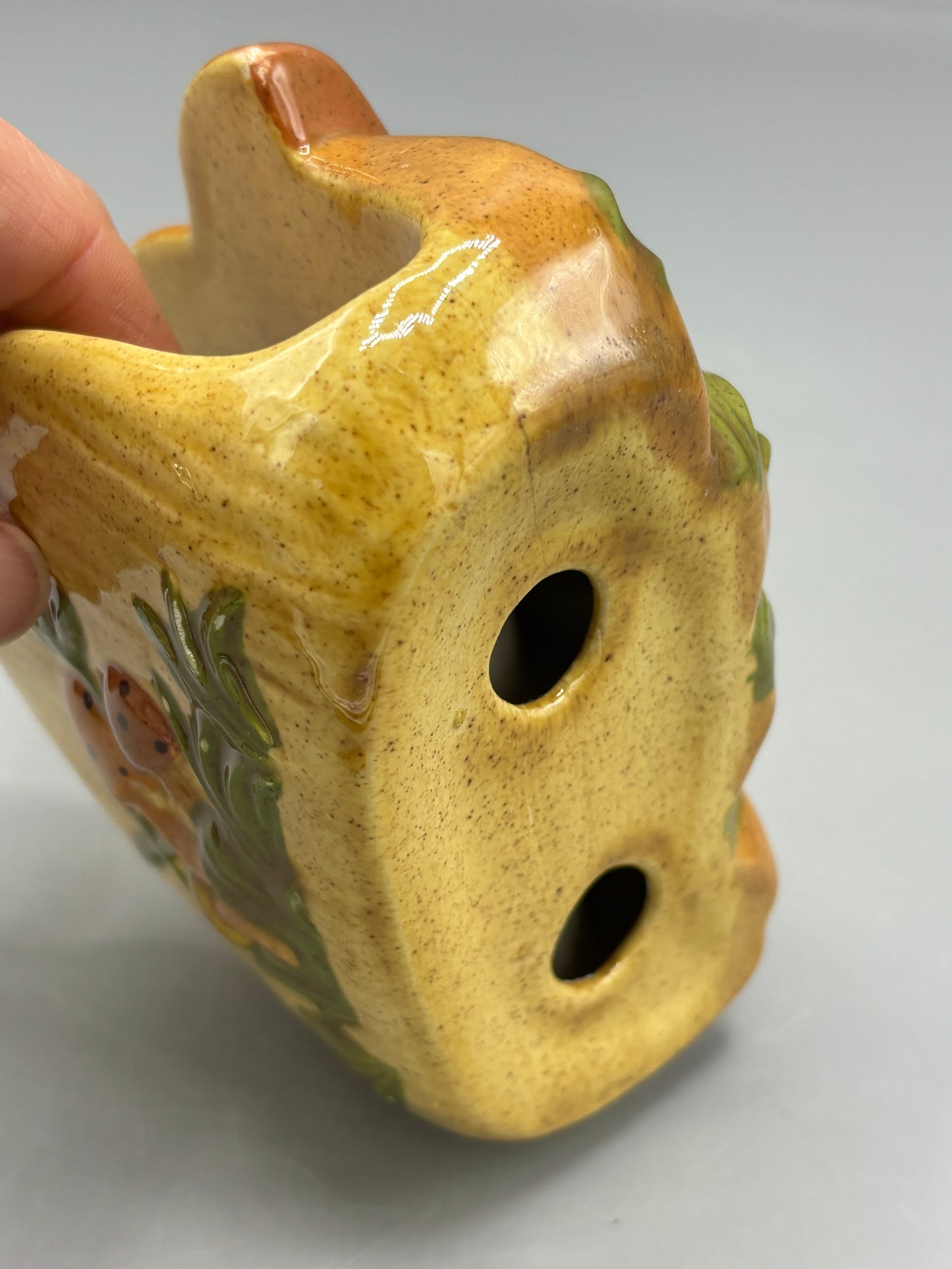 Vintage hand painted ceramic mushroom napkin holder