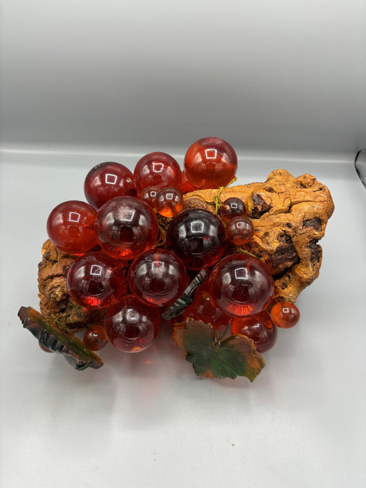 Large Amber grapes on wood