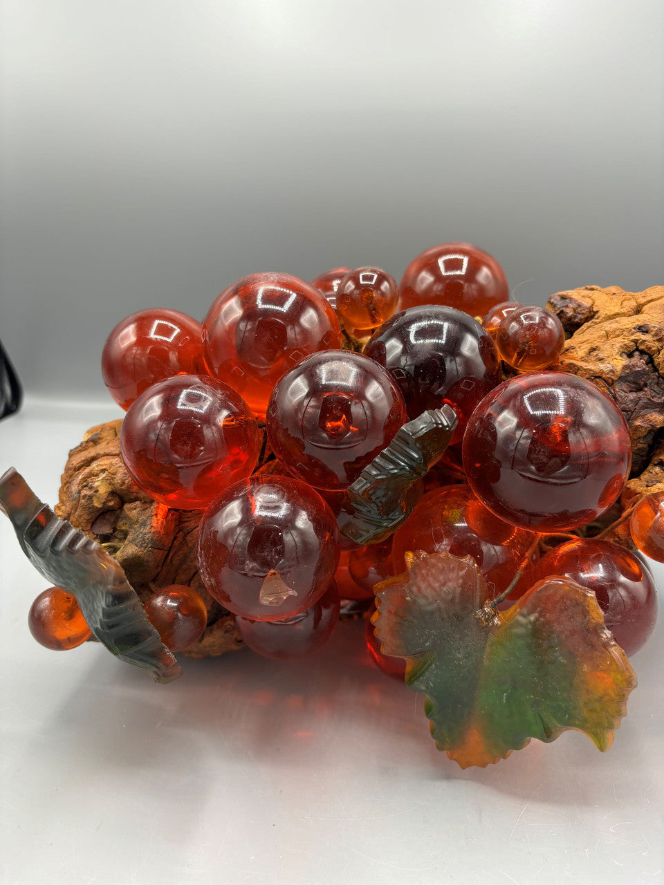 Large Amber grapes on wood