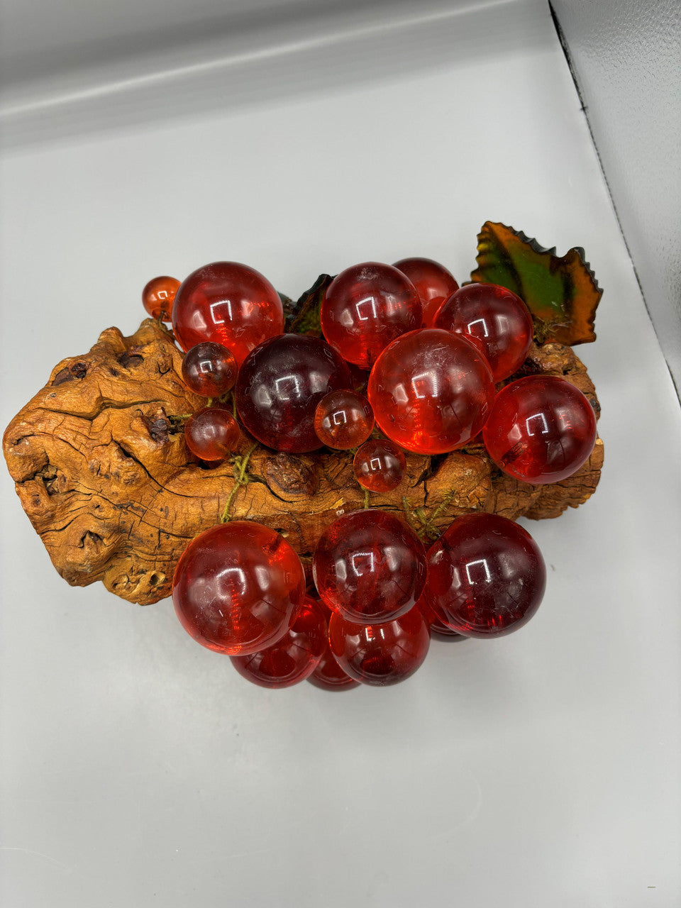 Large Amber grapes on wood