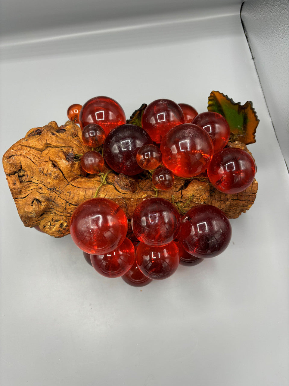 Large Amber grapes on wood