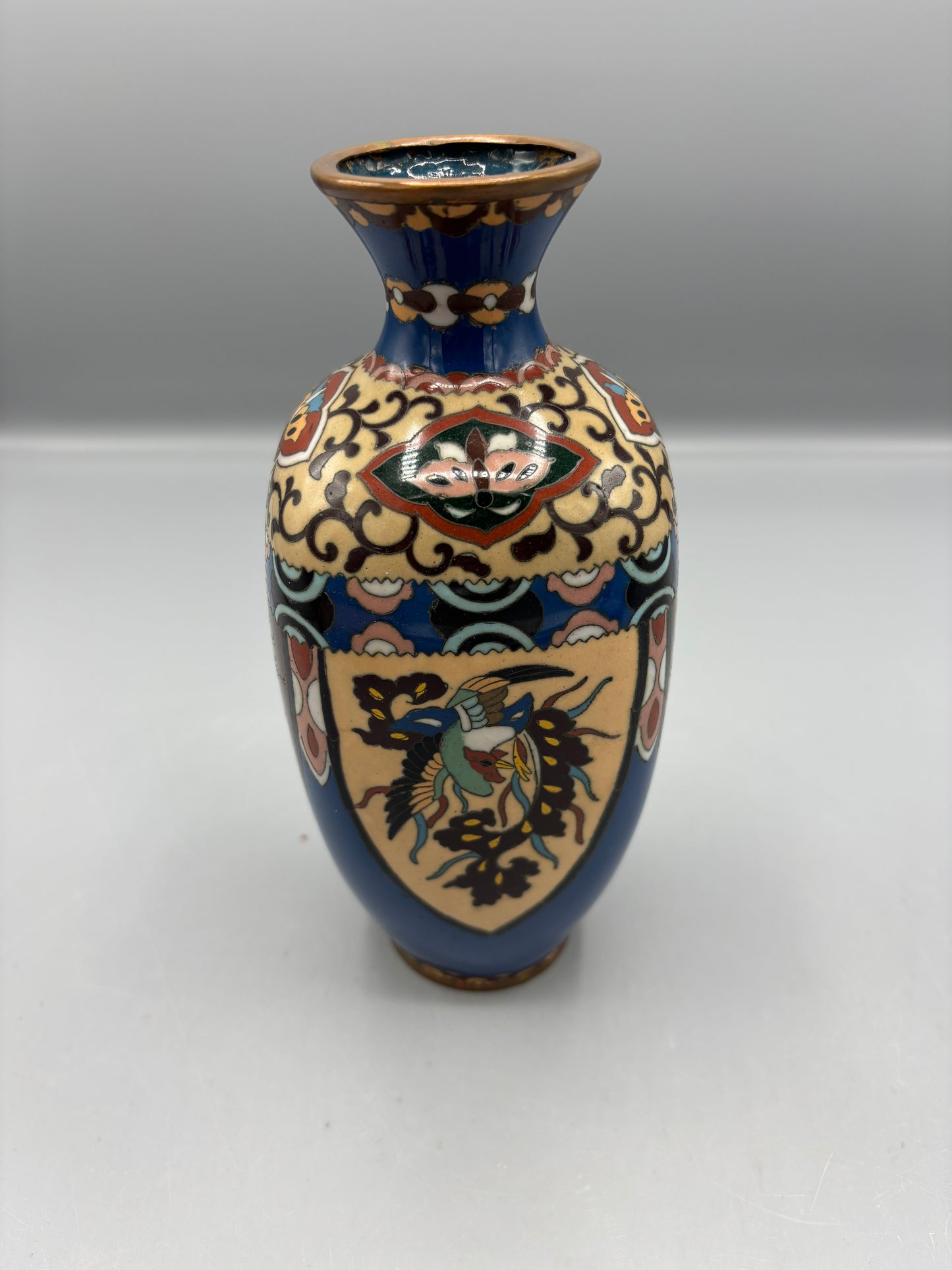 Japanese Cloisonné enamel vase Mythical creatures