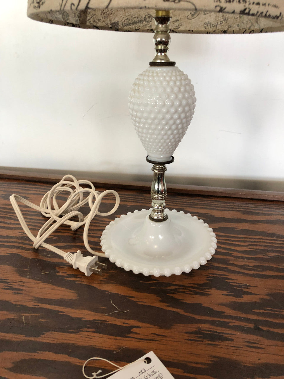 White Milk glass hobnob nail lamp