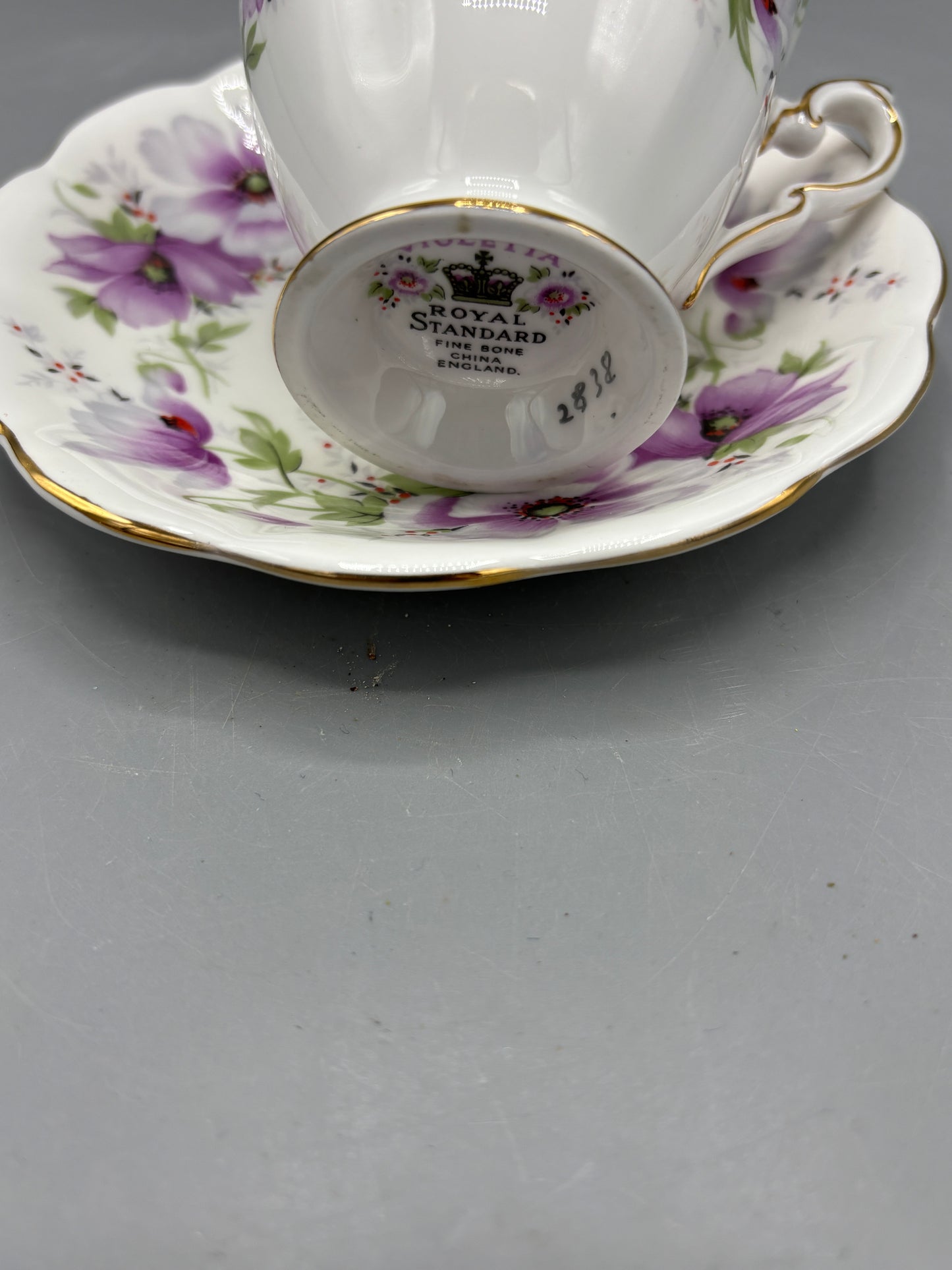 Royal Standard Violetta fine bone teacup & saucer