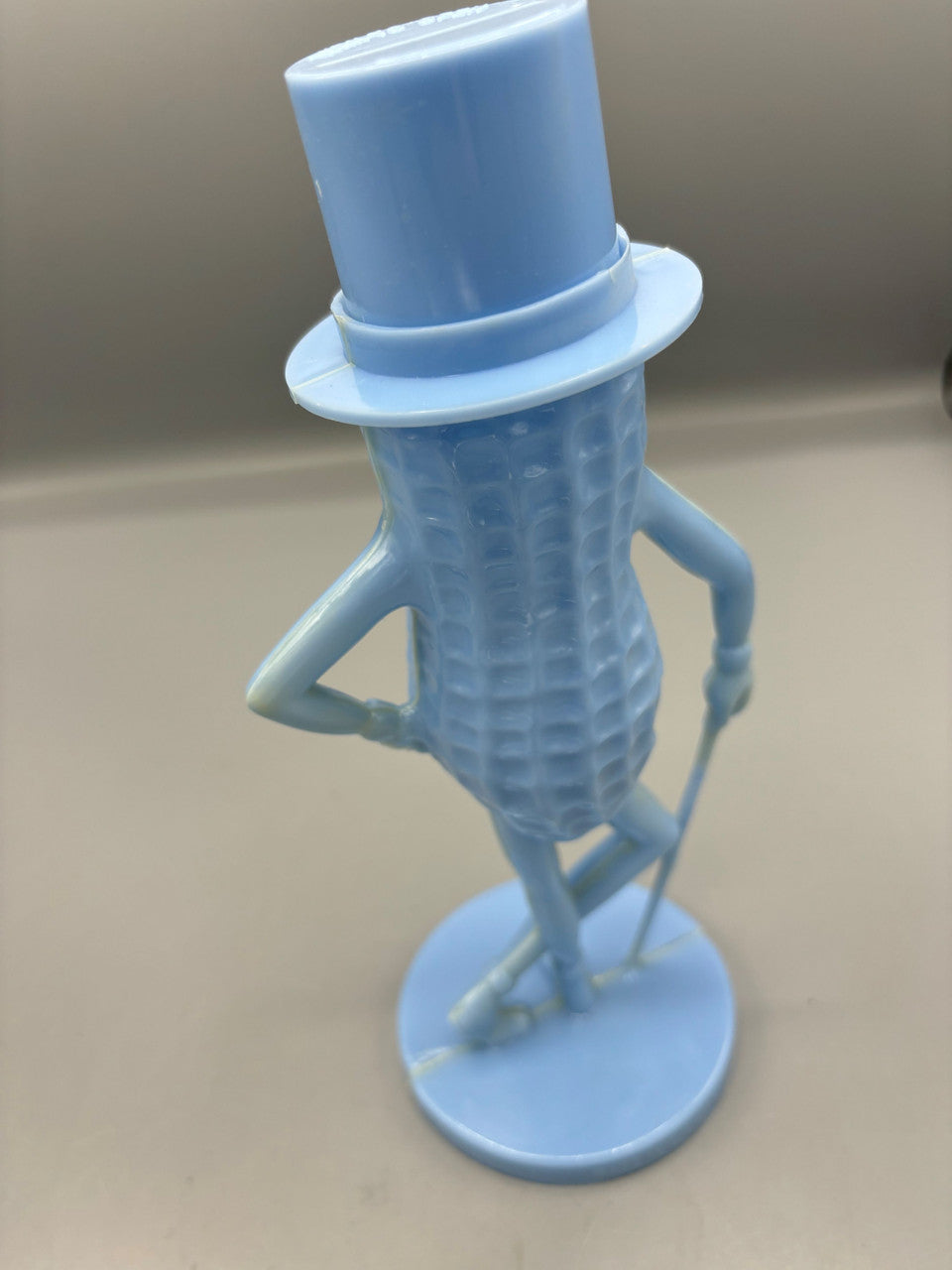 Vintage planters Mr Peanut light blue plastic money coin bank