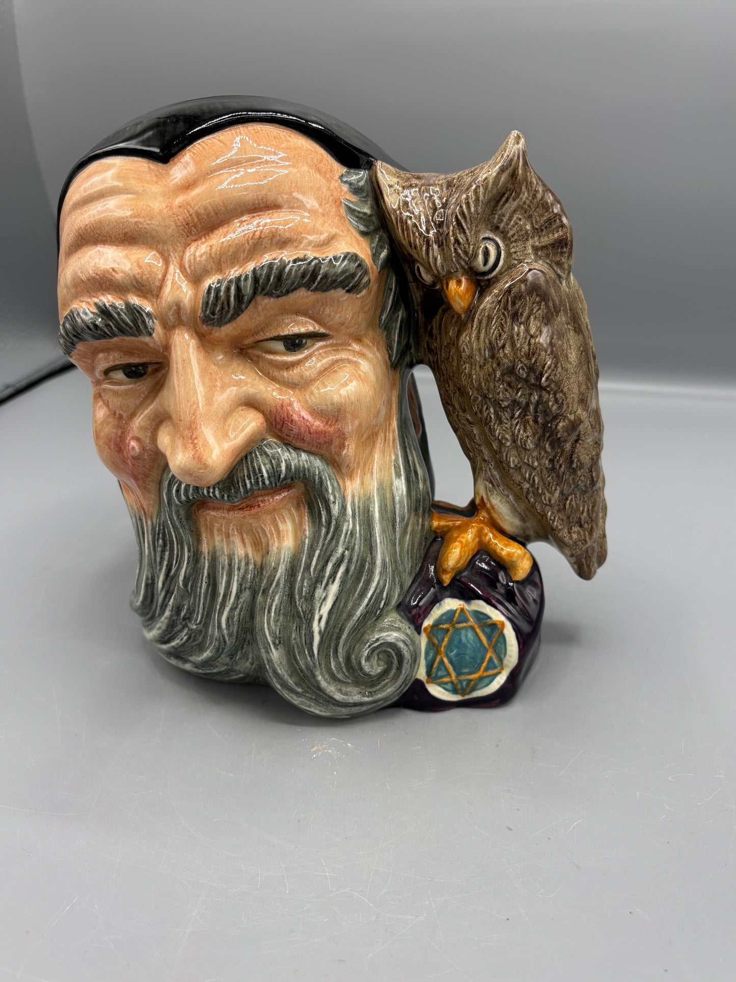 Royal Doulton Merlin jug with owl Toby Mug