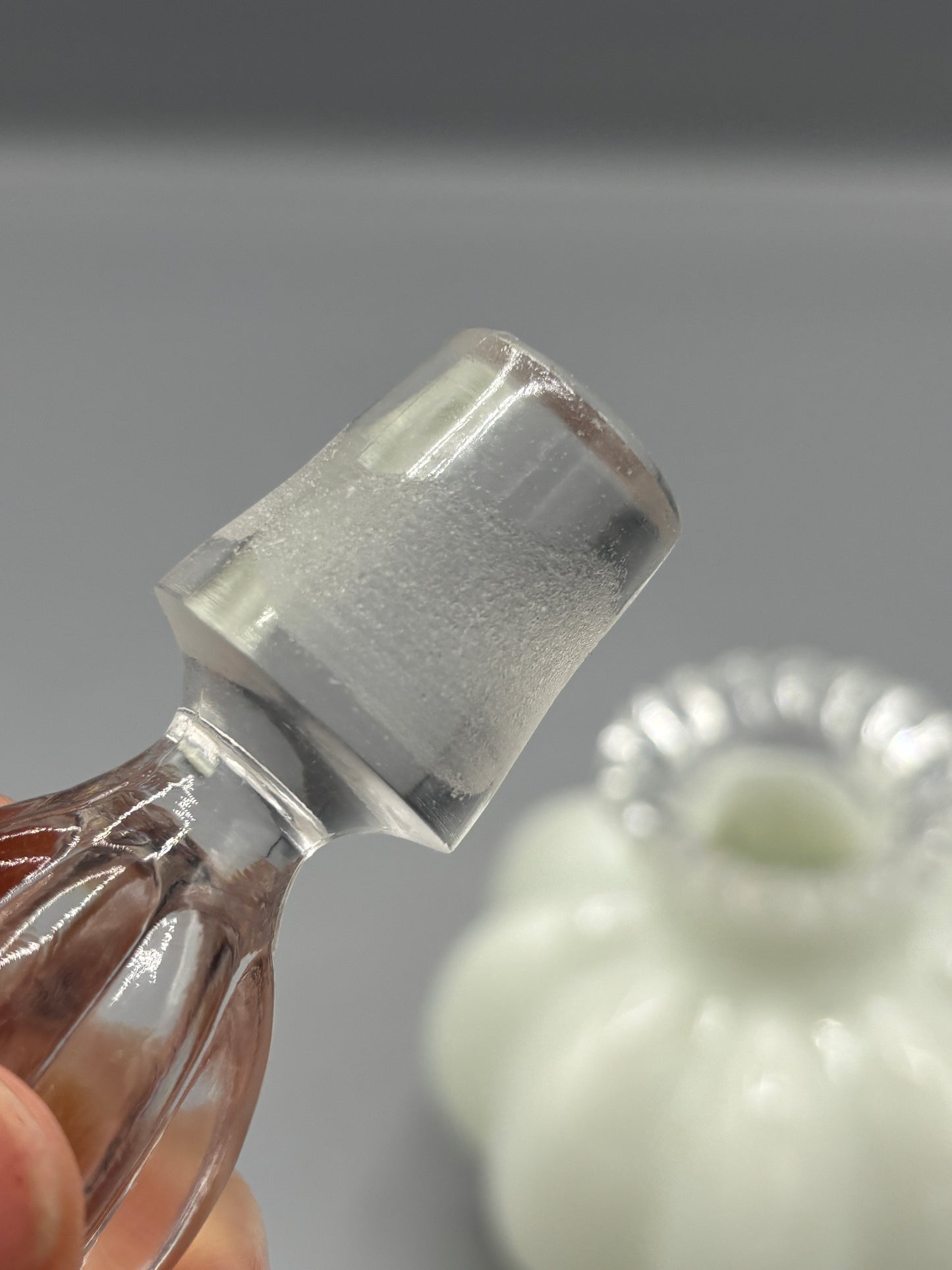 Vintage Fenton silver crest milk glass perfume bottle with stopper