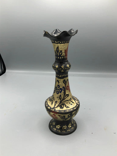 Black metal vase