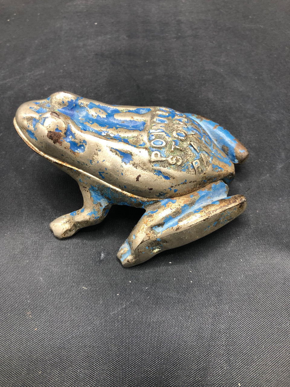 Cast Iron Advertising Frog &  Match Safe