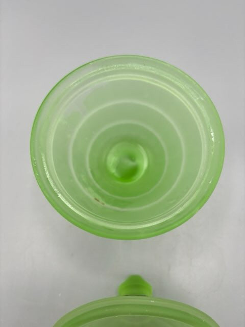 Uranium glass covered candy bowl