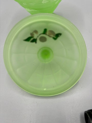 Uranium glass covered candy bowl