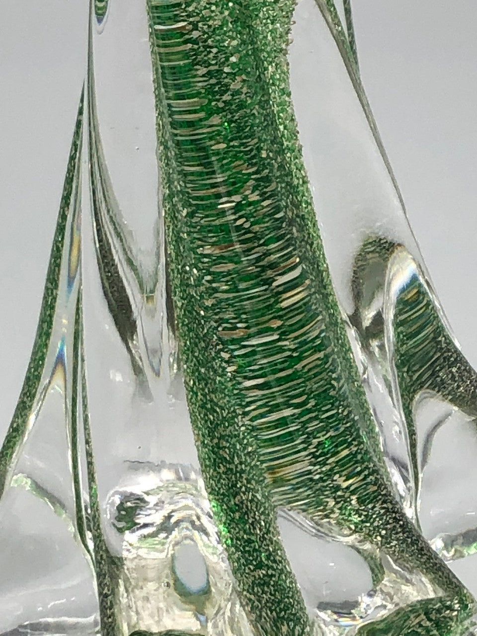 Beautiful Art glass Christmas Tree with silver glitter