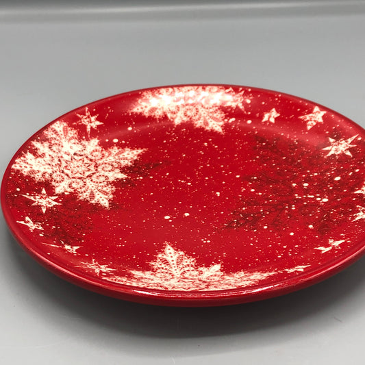 Red Snowflake Dinner  Plate
