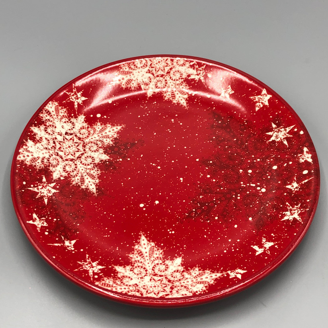 Red Snowflake Dinner  Plate