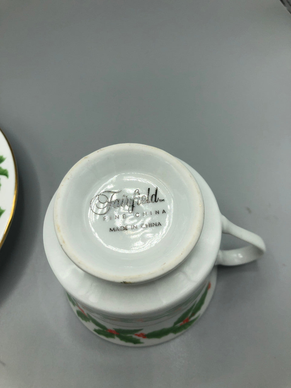 Fairfield Cup & Saucer with Holly