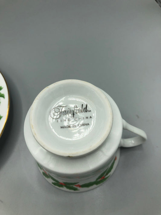 Fairfield Cup & Saucer with Holly