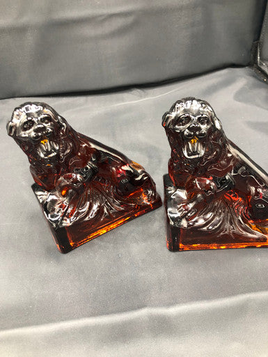 Imperial Glass Lion Bookends